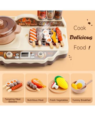 36-Piece Grill & Cook Playset for Kids with Realistic Mist Spray & Sizzle Sound for Pretend BBQ