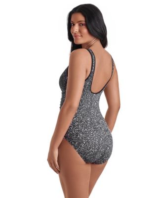 Women's Shirred Zipper One-Piece Swimsuit
