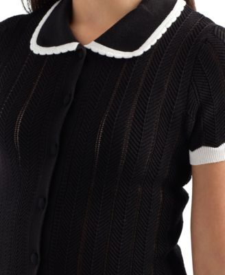 Juniors' Short-Sleeve Polo Sweater