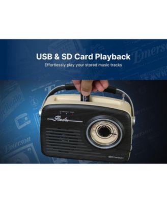 EAS-3002 Portable Bluetooth Speaker Retro Radio with AM/FM Tuner, USB/AUX Inputs