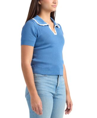 Juniors' Short-Sleeve Polo Sweater