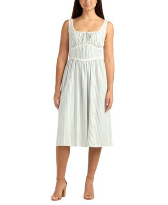Juniors' Striped Square Neck Midi Dress