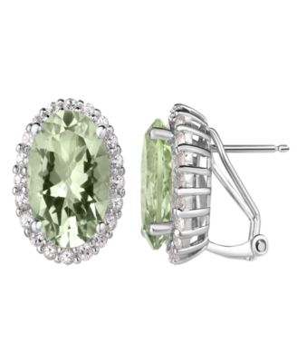 Green Amethyst (9 ct. t.w.) & White Topaz (1/2 ct. t.w.) Earrings in Sterling Silver