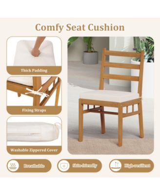 Solid Acacia Wood Patio Chairs, Armless, Set of 2