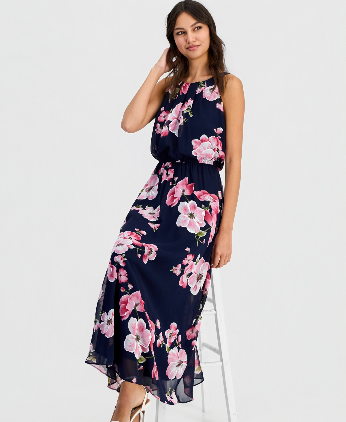 Robbie Bee Women's Floral Print Maxi Dress
