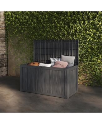 190 Gallon Patio Waterproof Resin Deck Box Lockable Outdoor Storage Garden Tools