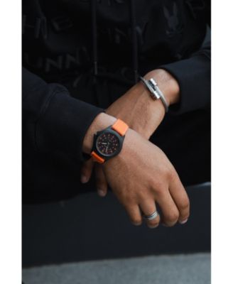 Men's 40mm Military Dial Sport Orange Canvas Strap Watch