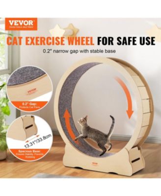 52 in Wooden Cat Running Wheel with Carpeted Runway in Natural Wood