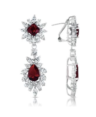 Sterling Silver Two Stone Cubic Zirconia Dangling Earrings