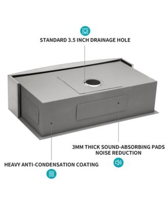33x20x9 Inch Stainless Steel Farmhouse Apron Front Kitchen Sink 16 Gauge T304 Single Bowl With Dish Grid Drain Assembly Drying Rack