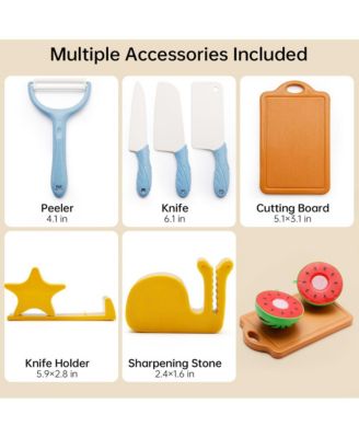 21-Piece Kids Cutting Play Food Set, Pretend Fruit & Vegetable Toy for Early Learning