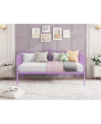 Metal Daybed, Platform Sofa Bed with Stylish Headboard, Heavy-Duty Steel Slats, Space-Saving