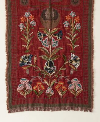 Women's Hand-Embroidered Floral Jacquard Wrap