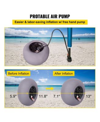 2-Pack 13" Beach Balloon Wheels, TPU Replacement Sand Tires for Kayak Dolly, Canoe Cart and Buggy with Air Pump
