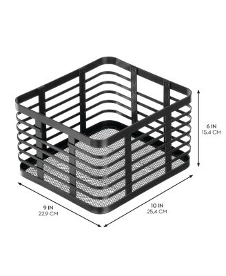 Metal Pantry Basket with Handles - Set of 2 - Matte Black