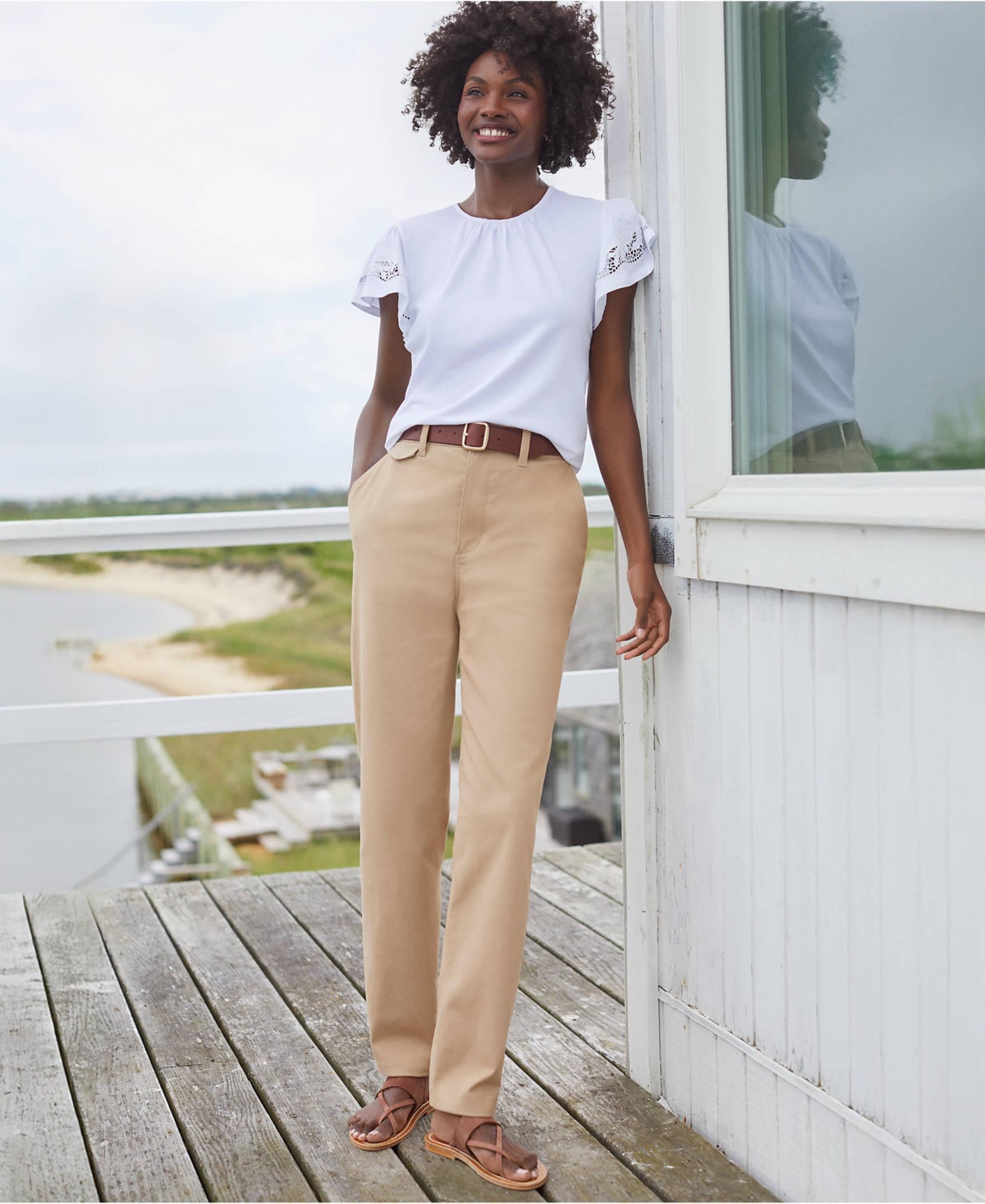 Lands' End Women's Tall Chino High Rise Rail Straight Leg Pants