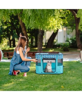 Foldable Pet Playpen, 32 x 24 x 22 in Portable Soft Crate/Playpen, 600D Oxford Waterproof Fabric, Zippered Removable Cover.