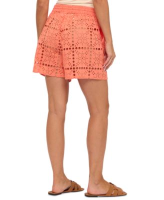 Women's Eyelet Openwork Dot Beach Shorts