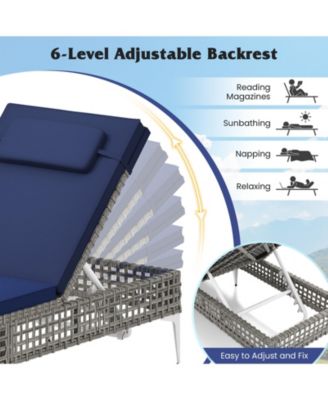 Outdoor Chaise Lounge Chair with 6 Position Recline