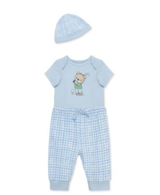 Little Me Baby Boys' Bear Short-Sleeve Bodysuit, Pants & Hat, 3-Piece Set