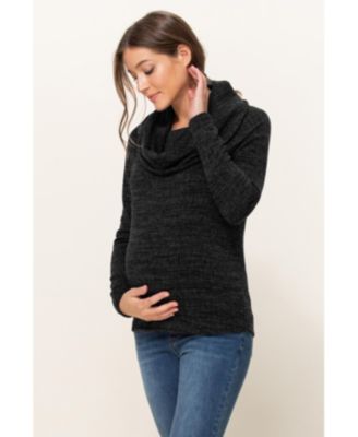 Maternity Cowl Neck Long Sleeve Knit Sweater