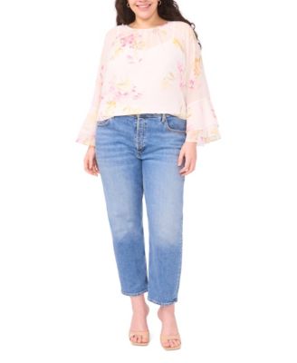 Plus Size Crew Neck Printed Top