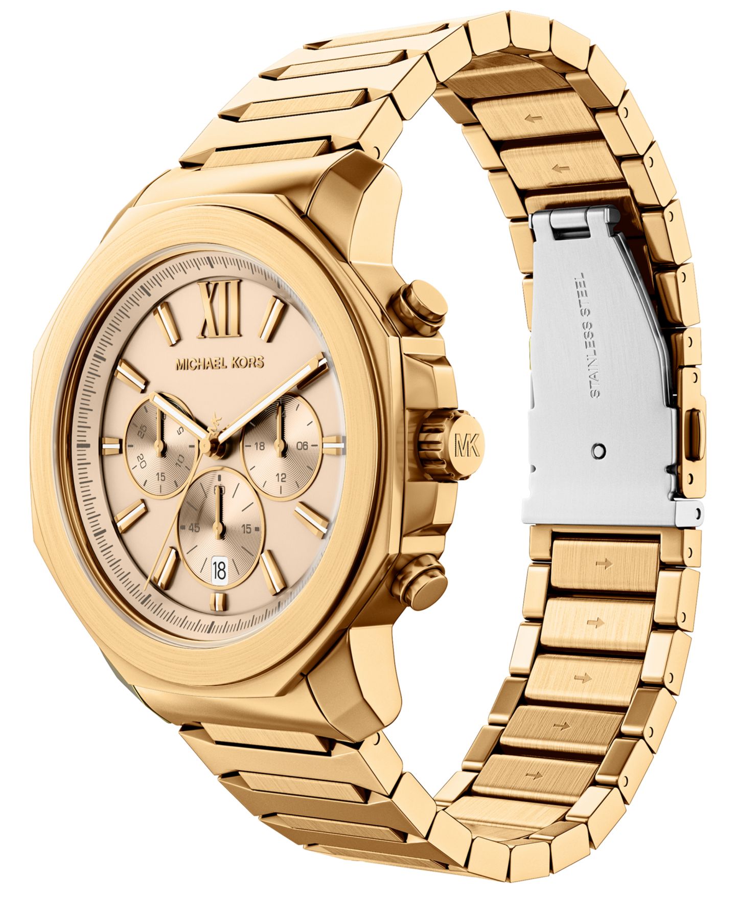 Мужские часы Michael Kors Prescott Chronograph Gold-Tone Stainless Steel Watch, 44mm — фото 6