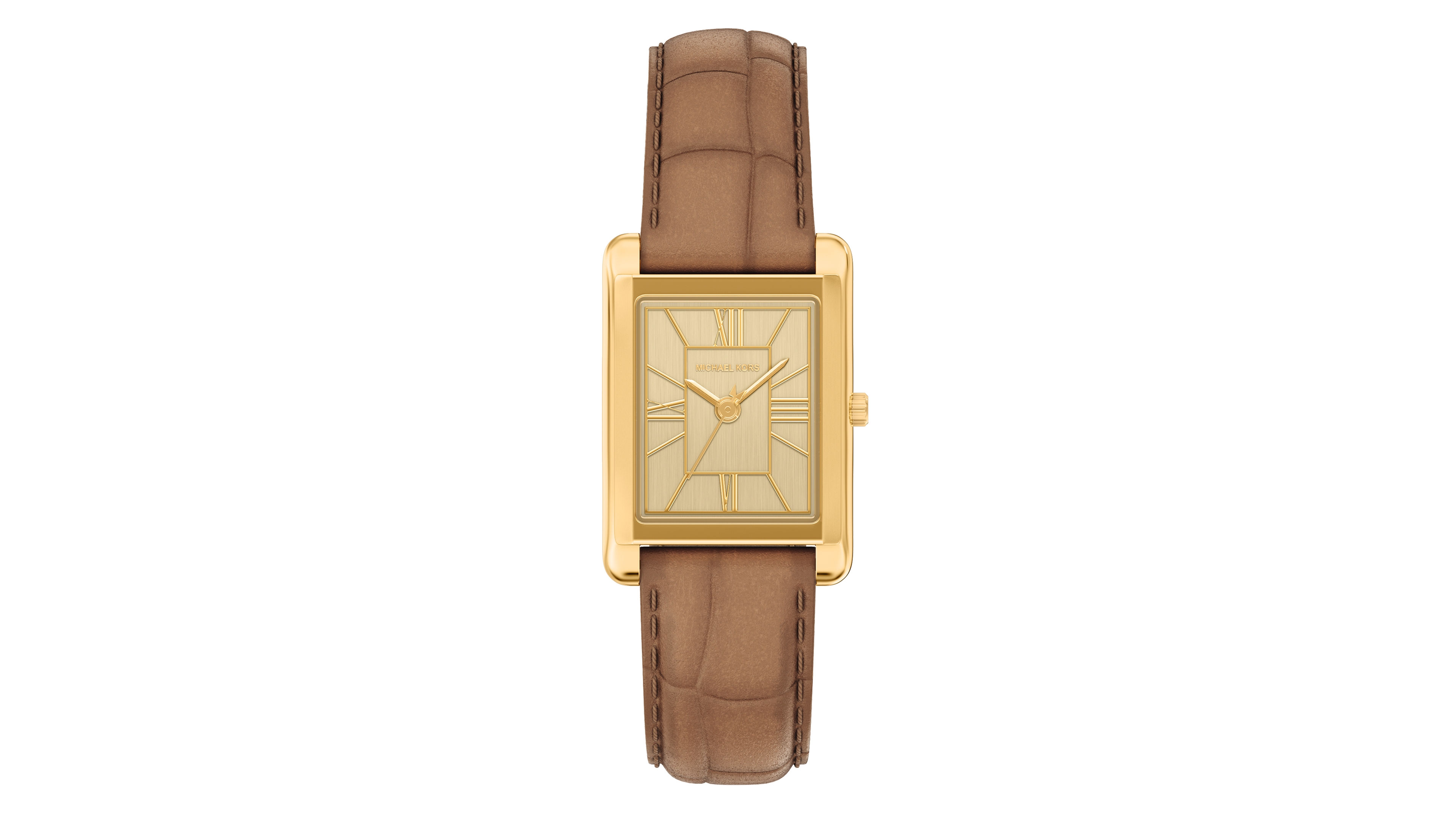 Michael Kors Women's Essex Three-Hand Brown Leather Watch, 26x36.5mm