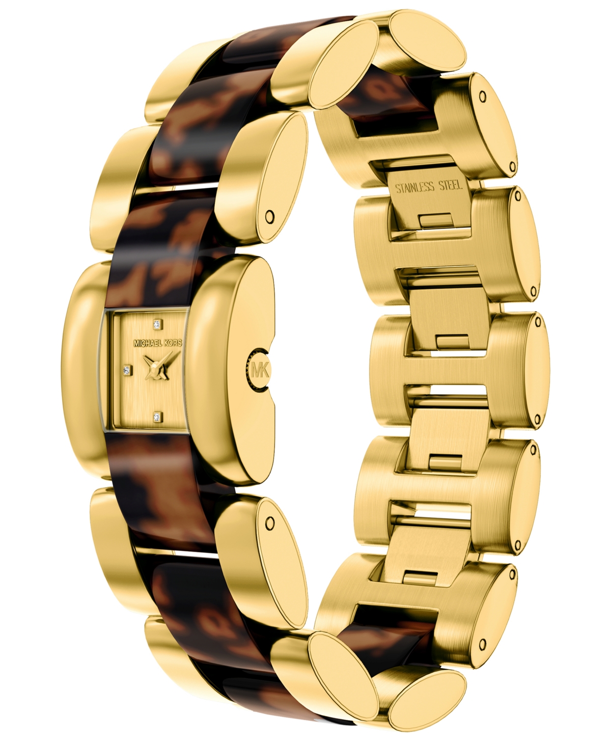 Michael Kors Women's Darrington Two-Hand Tortoise Acetate and Gold-Tone Stainless Steel Watch, 24mm