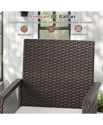 360&deg; Patio Bar Stool with Woven Armrests and Cushioned Seat