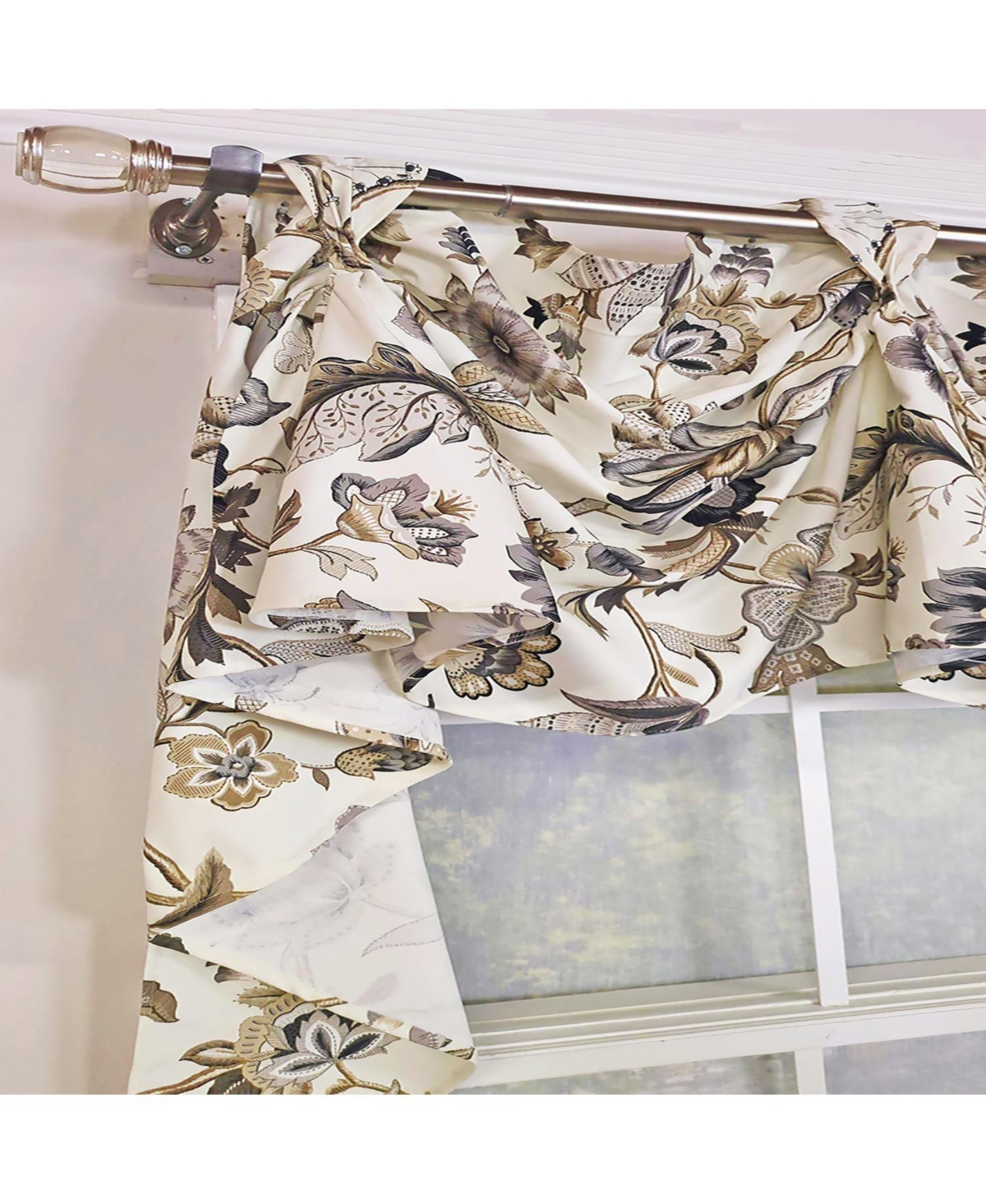 Rlf Home Zanzibar 3-s Victory 100% Cotton Tab Top Swag Window Curtain 54" x 25" Gray