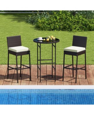Patio Metal Bar Table Set with 2 Barstools, 3 Pieces