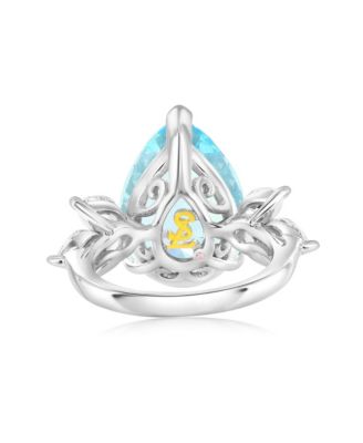 Gala Collection Sterling Silver Large Firework Pear-Cut Cubic Zirconia Marquise Burst Cocktail Ring