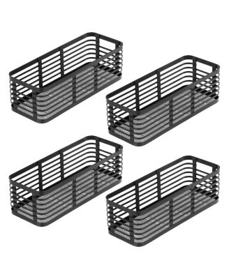Metal Pantry Basket with Handles - Set of 4 - Matte Black