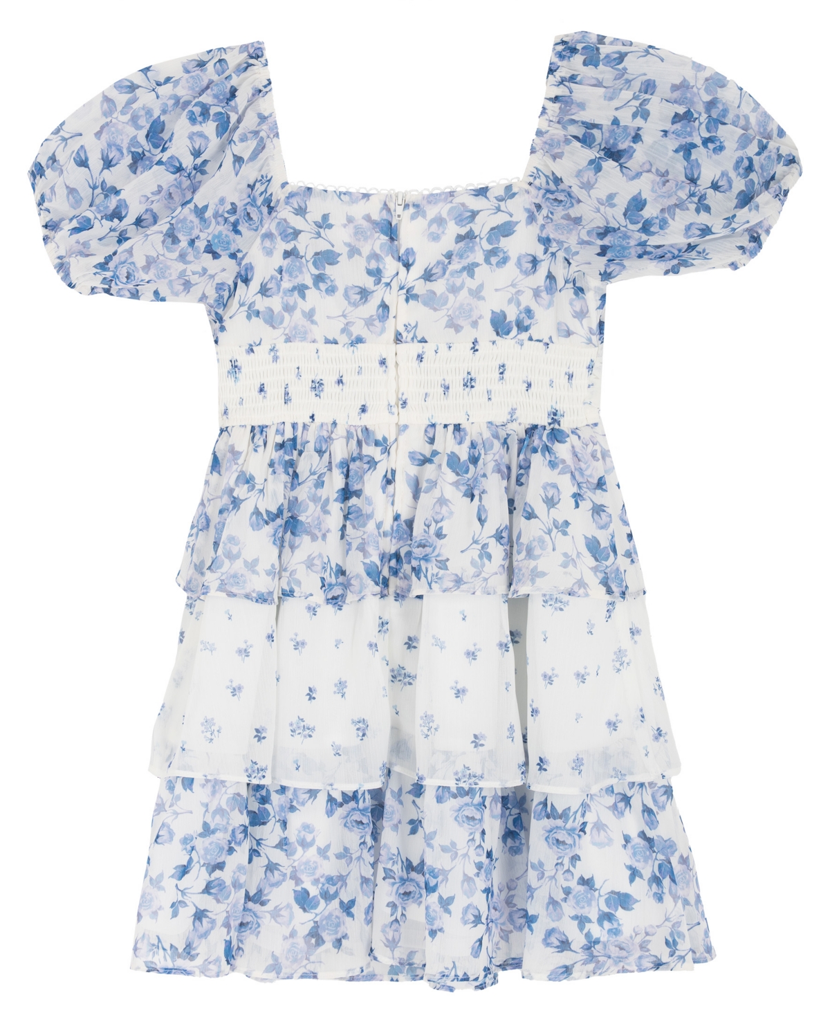 Rare Editions Girls' 7-16 Mixed Print Ruched Puff-Sleeve Dress