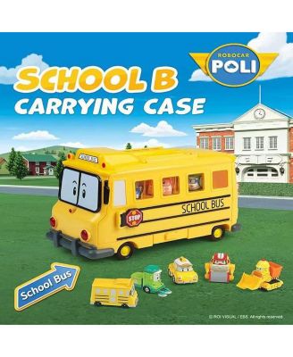 School B Carrying Case – 2-in-1 School Bus & Die-Cast Vehicle Storage for Kids (Die-cast Cars Not Included)
