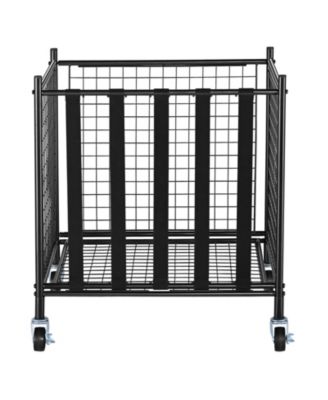 Rolling Sports Ball Storage Cart, Lockable Basketball Cage, Elastic Straps, Steel Equipment Organizer for Indoor or Outdoor Use