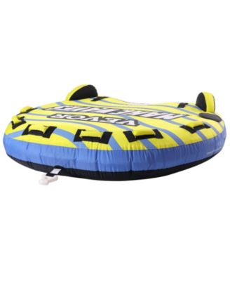 Inflatable Towable Tube for Boating, 1-3 Riders, 510 lbs Capacity, Full Nylon Cover, EVA Grab Handles, Speed Safety Valve