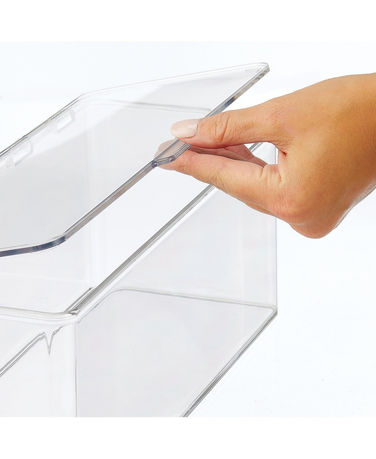 mDesign Plastic Bathroom Vanity Organizer Bin Box with Hinged Lid, 4 Pack