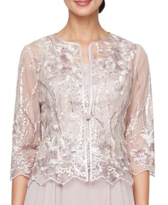 Petite Sequin Embroidered Long Jacket & Ball Gown, 2-Piece Set