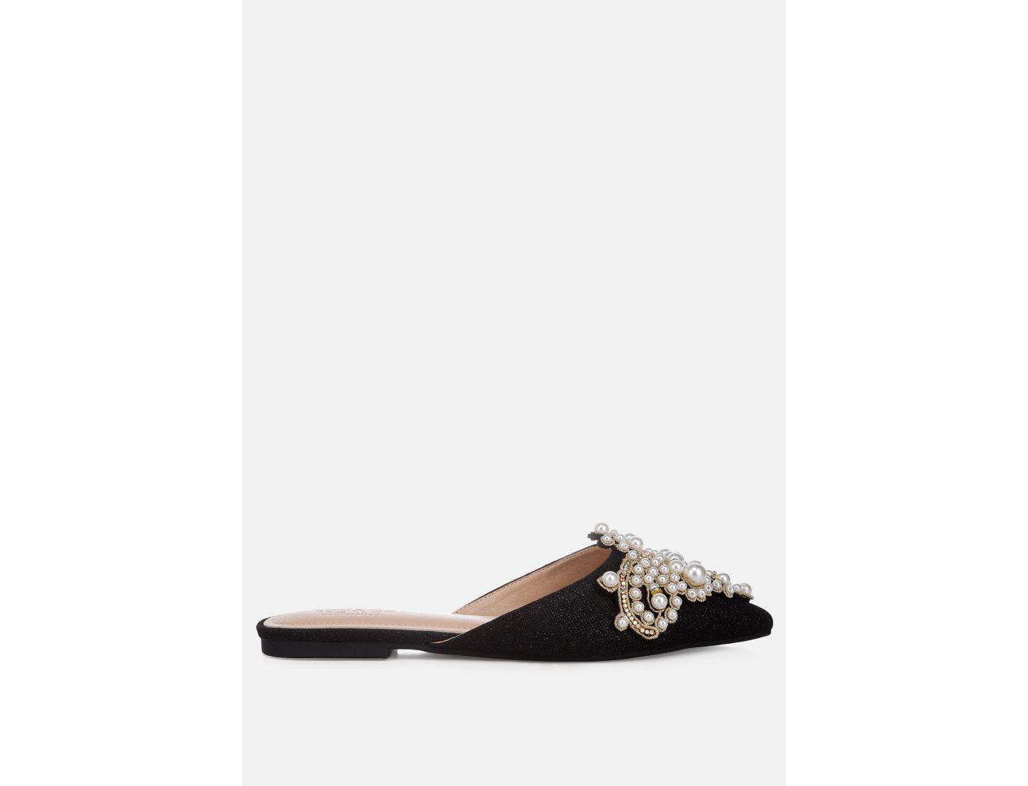 Женские сабо Rag & Co Women Astre Pearl Embellished Shimmer Mules, цвет: Чёрный — фото 3