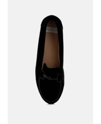 Womens Awen Monochromatic Horsebit Real Suede Loafers