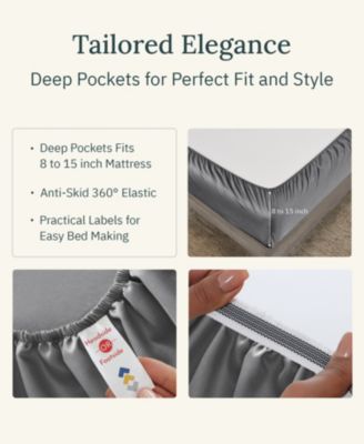 Certified Luxury 100% Egyptian Cotton Sheets, Full Sheets for Full Size Bed, 4 Piece Deep Pocket Bed Sheets Set, Sateen Cooling Sheets for Hot Sleepers by