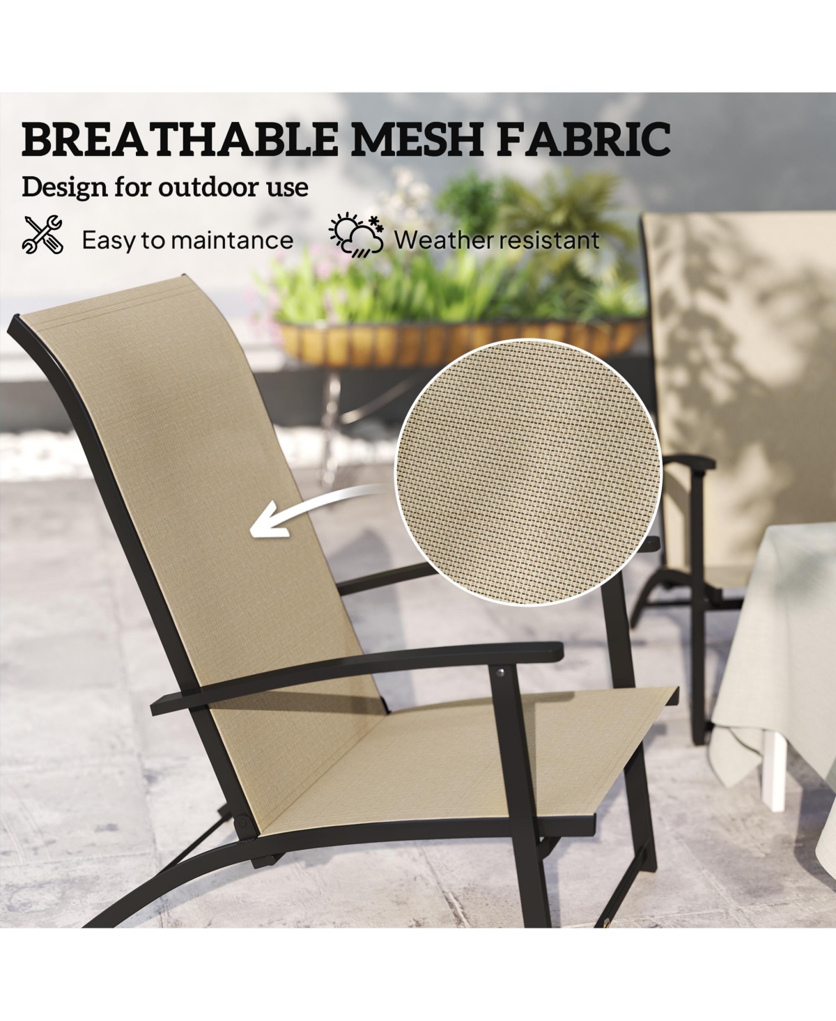 Outsunny Folding Patio Chairs Set of 2, Portable Camping Chairs,