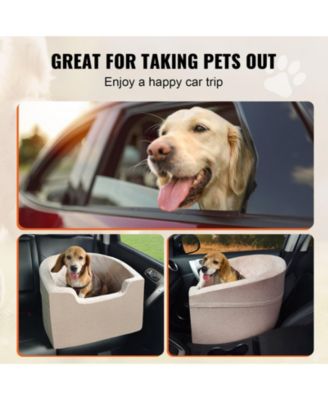 Waterproof Dog Car Booster Seat with Storage Pocket and Safety Leash