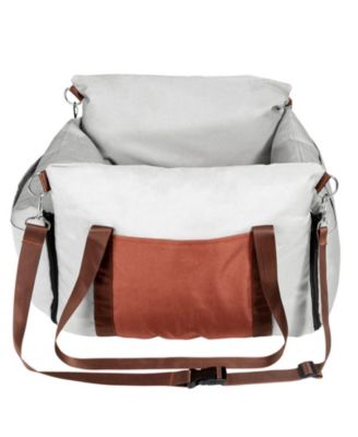 Waterproof Dog Car Booster Seat w/ Side Handles, Storage Pocket & Safety Leash, PP Cotton Fill, Small Dog Car Bed up to 25 lb