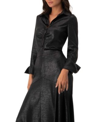 Women's Long Sleeve Faux Leather Shirt