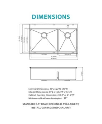 36x22x10inch Topmount Double Bowl Kitchen Sink 16 Gauge Stainless Steel Split Brushed Nickel