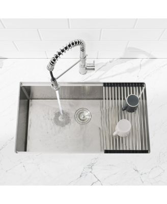 30x19inch Stainless Steel Kitchen Sink Single Bowl Undermount Handmade with Cutting Board