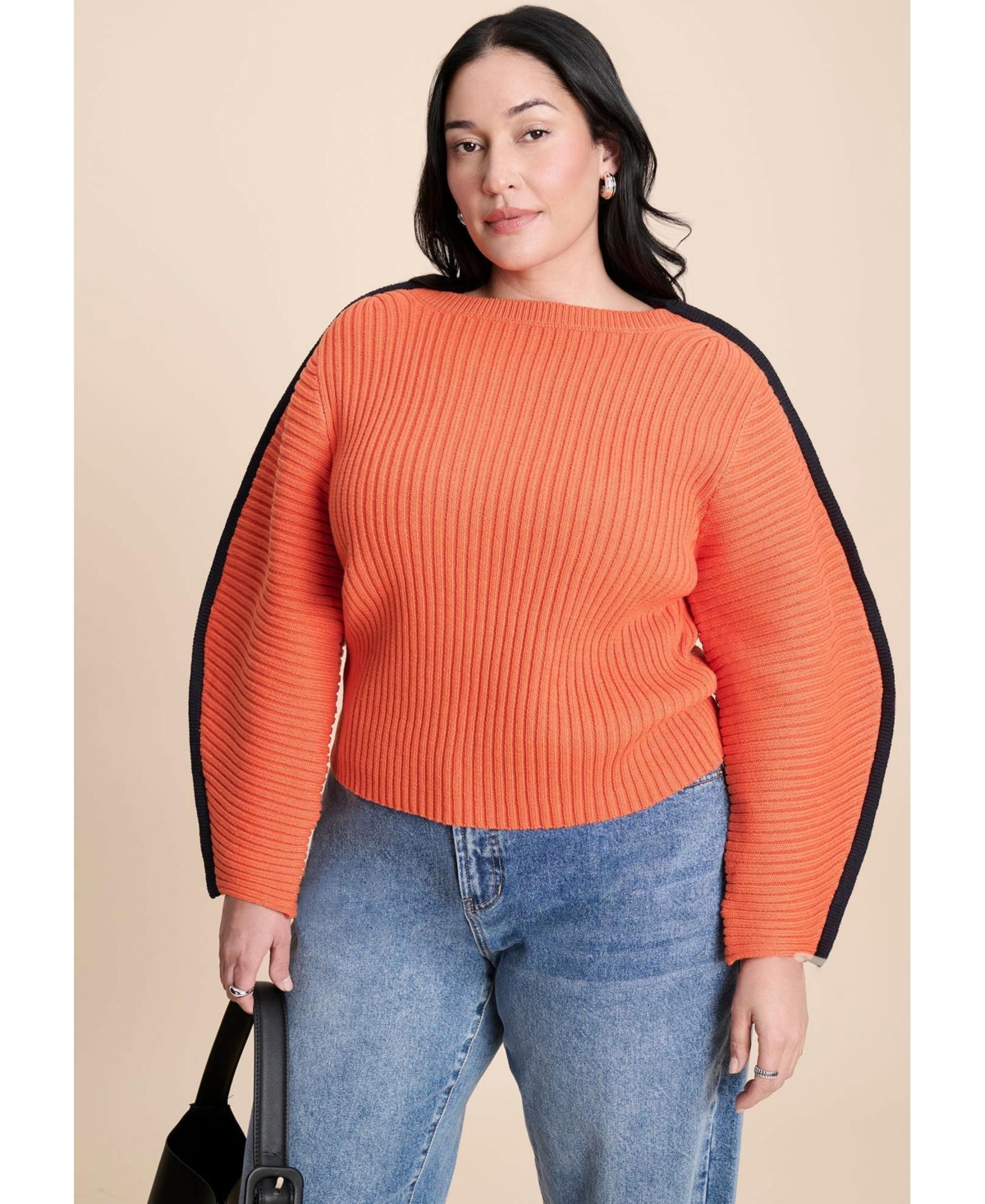 Eloquii Women's Rounded Sleeve Sweater